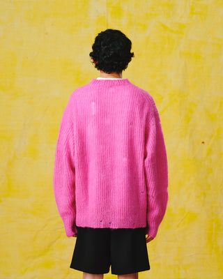 Pink Distressed Mohair Jumper