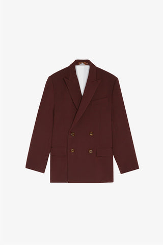 Burgundy Double-Breasted Blazer