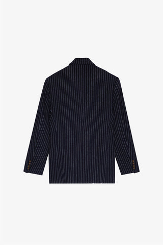 Navy Pinstripe Double-Breasted Blazer