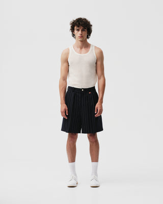 Navy Pinstripe Origami Shorts