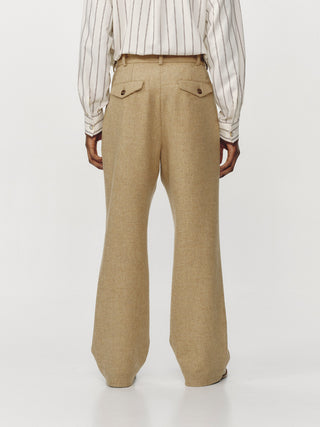 Beige Double Pleated Trousers