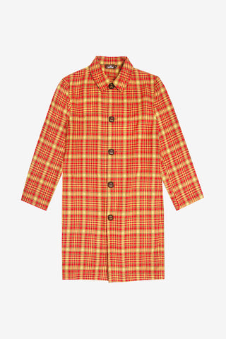 Orange Checkered Summer Trench Coat