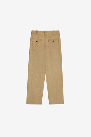 Beige Double Pleated Trousers