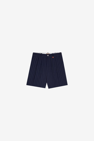 Navy Pinstripe Origami Shorts