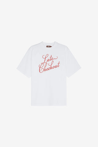 White Red Script Tee