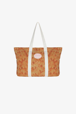 Orange Leaf Camo Zipper Tote Bag