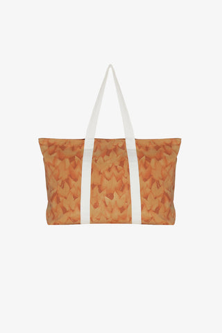 Orange Leaf Camo Zipper Tote Bag