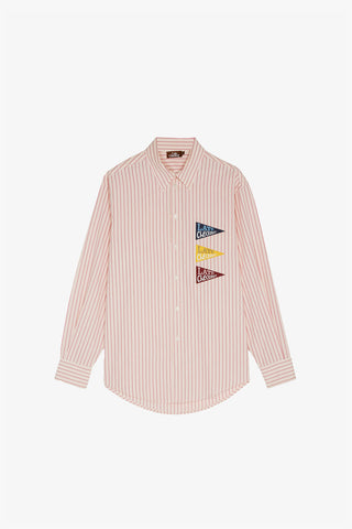 White/Pink Striped Flag Western Shirt
