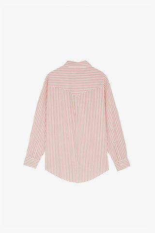 White/Pink Striped Flag Western Shirt