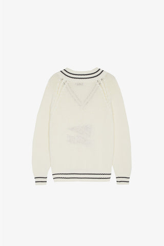 White V-Neck Jumper
