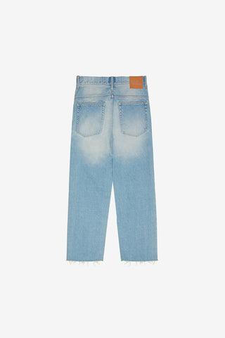 Light Blue Raw Edge Patched Jeans