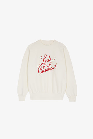 White/Red Script Crewneck Sweatshirt