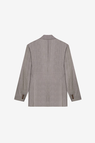 Grey Pinstripe Double-Breasted Blazer