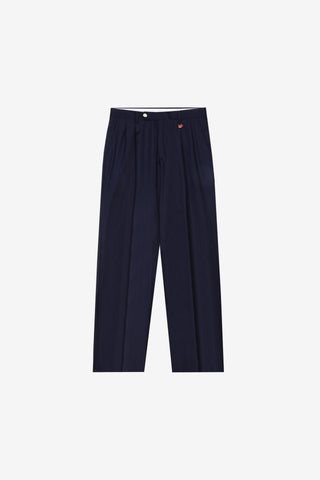 Navy Double-Pleated Trousers