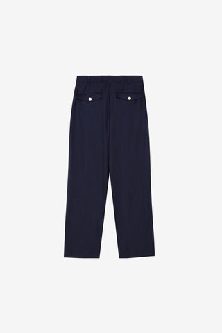 Navy Double-Pleated Trousers