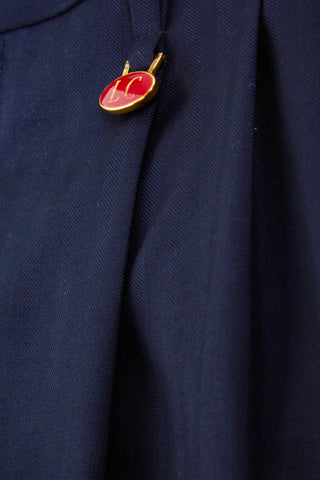 Navy Double-Pleated Trousers