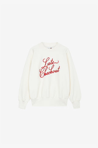 White/Red Script Mascot Crewneck Sweatshirt