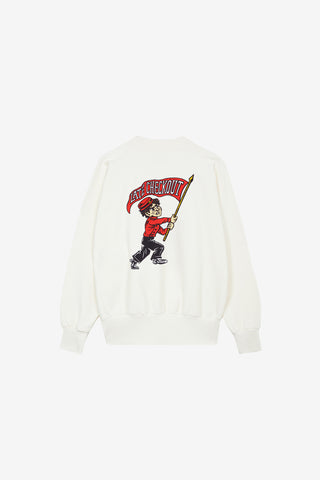 White/Red Script Mascot Crewneck Sweatshirt