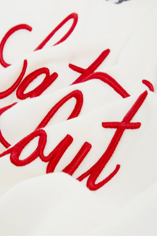 White/Red Script Mascot Crewneck Sweatshirt