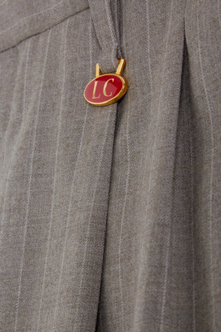 Grey Pinstripe Double-Pleated Trousers