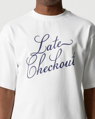 White Blue Script Tee