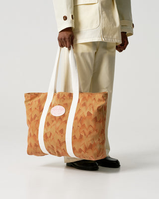 Orange Leaf Camo Zipper Tote Bag