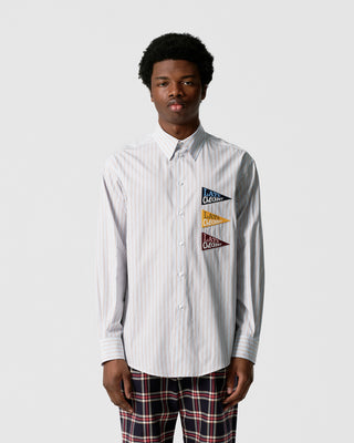 White/Blue Striped Flag Western Shirt