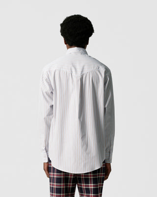 White/Blue Striped Flag Western Shirt