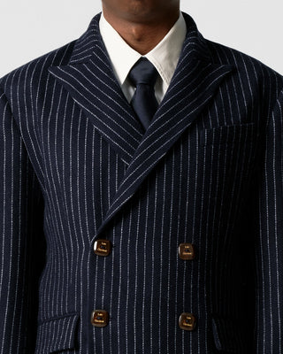 Navy Pinstripe Double-Breasted Blazer