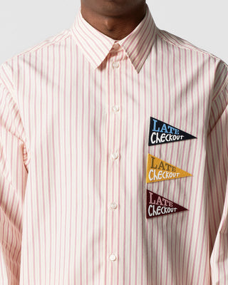 White/Pink Striped Flag Western Shirt