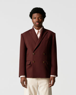 Burgundy Double-Breasted Blazer