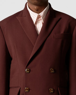 Burgundy Double-Breasted Blazer