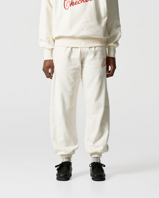 White/Red Script Joggers