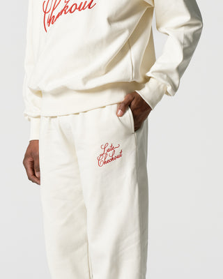 White/Red Script Joggers