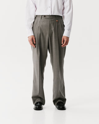 Grey Pinstripe Double-Pleated Trousers