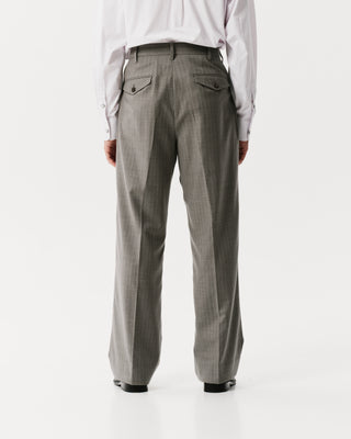 Grey Pinstripe Double-Pleated Trousers
