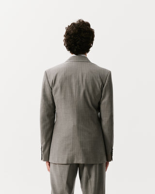 Grey Pinstripe Double-Breasted Blazer