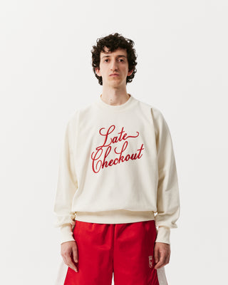 White/Red Script Mascot Crewneck Sweatshirt