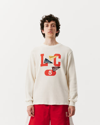 White LC 5 Vintage Waffle L/S Tee