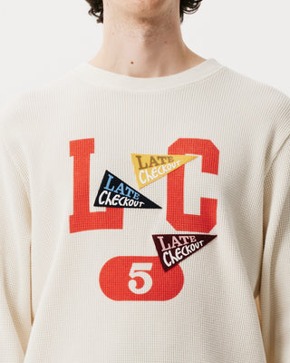 White LC 5 Vintage Waffle L/S Tee