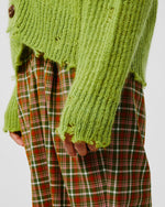 Load image into Gallery viewer, Green Distressed Mohair-Blend Cardigan
