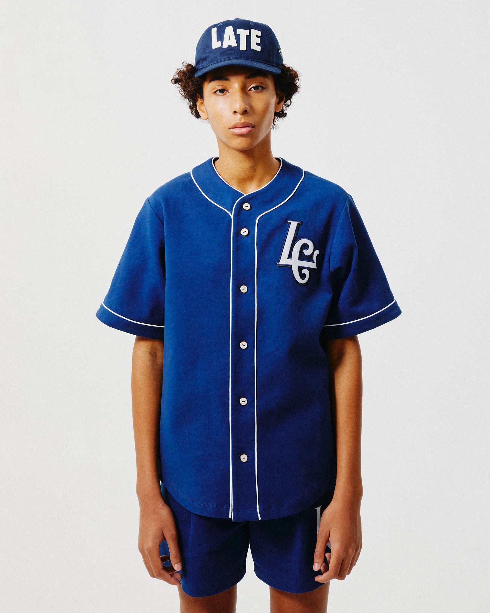 Longline Baseball T-Shirt Sky Blue-Navy Blue