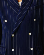 Load image into Gallery viewer, Navy Pinstripe Double-Breasted Blazer
